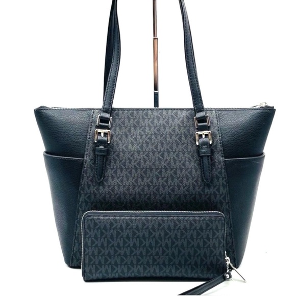 Michael Kors Large Top Zip Tote Bag Black & Large Continental Wallet Black (NWT) - Picture 8 of 12